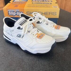 Skechers White and Black Hands-Free Sneakers